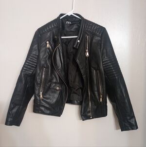 Zara Women's Faux Leather Motorcycle/Biker Jacket